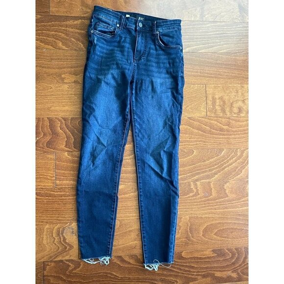 Kut From The Kloth Cut Off Raw Hem Ankle Skinny Jeans Denim High-Rise Blue  2 - Picture 1 of 11